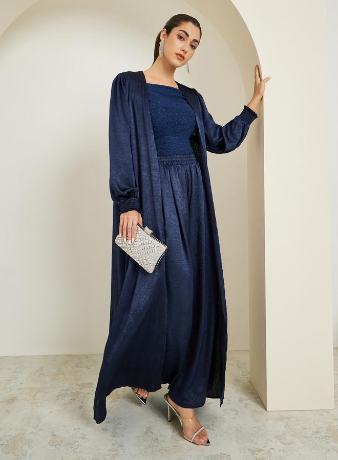 ستايلي طقم بنطال مع كيمونو ماكسي ساتان بقصة عادية - Image 4